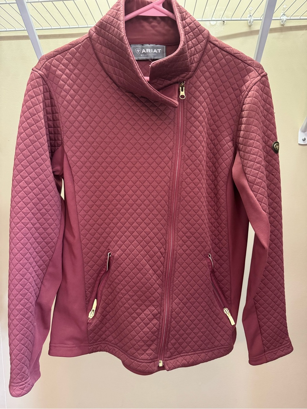 Ariat Quilted Zip-Front Equestrian Riding Jacket in Dusty Rose